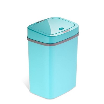 Teal Blue Plastic Touchless Motion Sensor Trash Can 4.2 Gallon