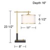 Possini Euro Design Hayven 23 1/2" High Small Mid Century Modern Desk Lamps Set of 2 Dual USB Ports Black Gold Metal Home Office Living Room Charging - 4 of 4