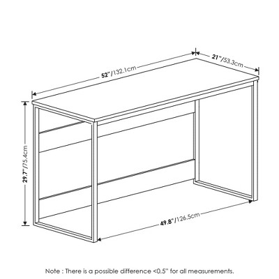 French Oak Grey Modern Study Desk with Sleek Metal Frame - 52 in.