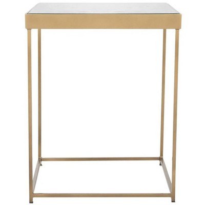 Antique Brass and Glass Leaf Square Side Table