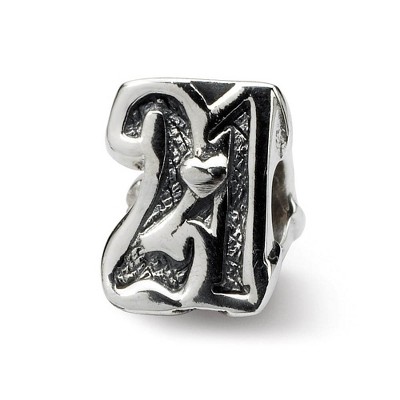 Black Bow Jewelry Sterling Silver Special Year Number 21 Bead Charm