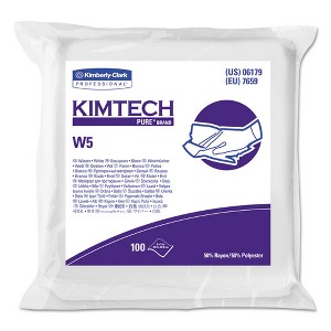 Kimtech W5 Critical Task Wipers, Flat Double Bag, Spunlace, 9 x 9, Unscented, White, 100 / Pack, 5 Packs / Carton - 1 of 1