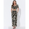 Allegra K Women's Beach Outfit Ruffle Smocked Crop Tops and Tie Waist Floral Pants Set - 3 of 4