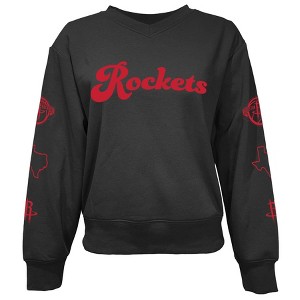 NBA Houston Rockets Women's Long Sleeve V-Neck Fleece Sweatshirt - 1 of 4