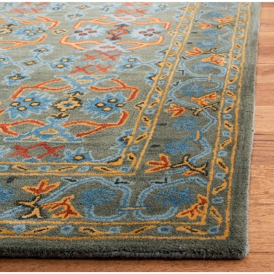 Handmade Blue Wool Tufted Rectangular Area Rug 3' x 5'