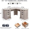 SinCiDo Farmhouse 60" L Shaped Corner Desk, Wooden Executive Office Desk w/ Charging Station, File Drawer & Storage Cabinet - 2 of 4