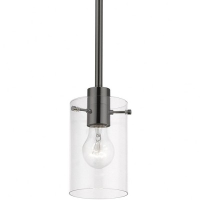 Munich Mini Pendant in Black Chrome with Clear Glass Shade