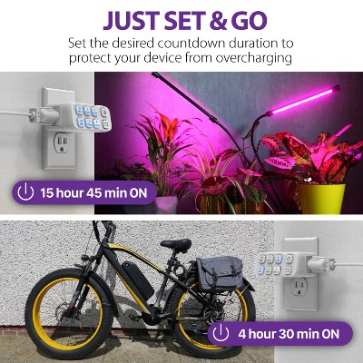 White Dual Outlet Indoor Countdown Timer with LED Indicators