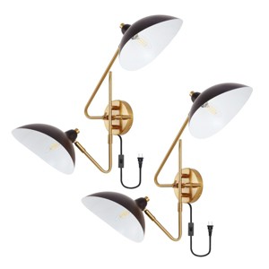 Aspera 2 Light 14.5" Wall Sconce (Set of 2) - SCN4091 - Brass/Black - Safavieh - 1 of 4