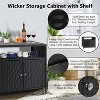 Versatile Outdoor Wicker Storage Cabinet with Shelf & Weather-Resistant Patio Bar Table, Convenient Access - 4 of 4