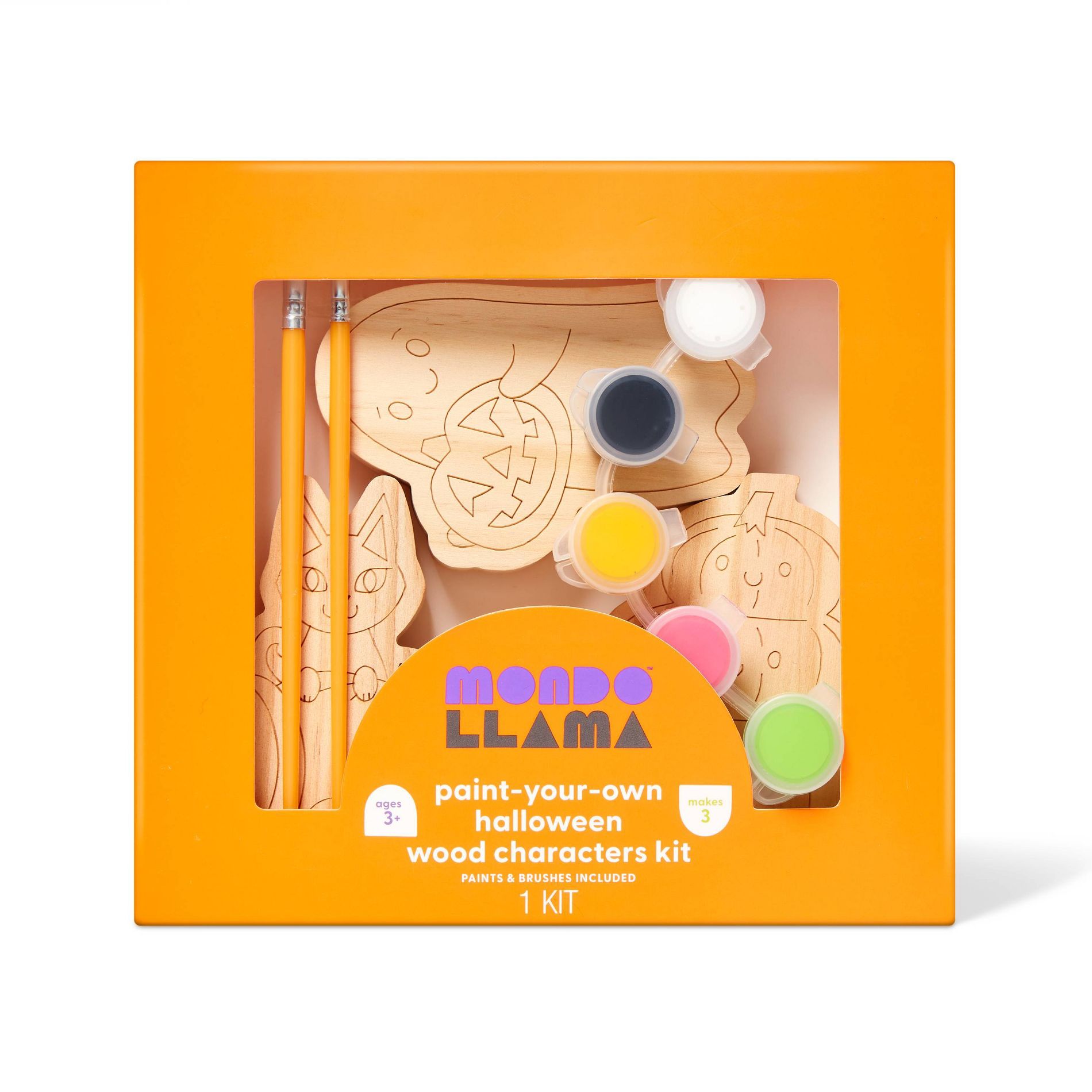 3ct Halloween Wood Characters Painting Craft Kit - Mondo Llama™