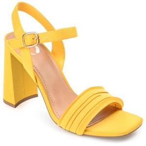 Journee Collection Womens Skiler Tru Comfort Foam Open Square Toe Block Heel Sandals Yellow 6.5 - 1 of 4