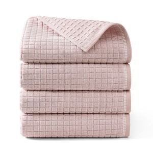 TOWN & COUNTRY EVERYDAY 4-Piece Textured Windowpane Bath Towel Set - 1 of 4