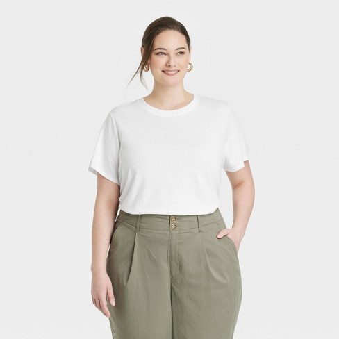 Women's Short Sleeve T-shirt - A New Day™ White 1x : Target