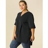 Agnes Orinda Women's Plus Size Casual Solid V Neck 1/2 Sleeves Pleated Blouses - image 4 of 4