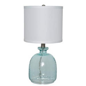 18.25" Clear Glass Textured Table Lamp: Brushed Nickel Accents, Linen Shade - Cresswell Lighting - 1 of 3