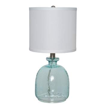 18.25" Clear Glass Textured Table Lamp (Includes LED Light Bulb) Blue - Cresswell Lighting
