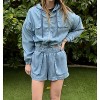 Women's Denim Pull on Shorts - Oat New York S - 4 of 4