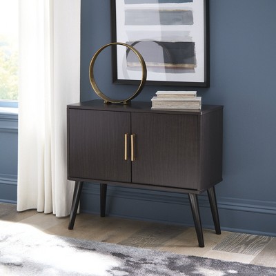 Dark Brown Mid Century Modern Accent Cabinet with Adjustable Shelves
