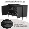 NicBex Farmhouse Ash Veneer Sideboard Cabinet with 3-Tier Shelves & Adjustable Feet,Storage Buffet Cabinet for Kitchen,Dining Room - 3 of 4