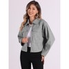 Allegra K Women's Zipper Lapel Collar Two Pockets Long Sleeve Casual Jacket - 4 of 4