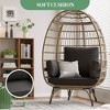 Wicker Egg Chair – Oversized PE Rattan Lounge Chair with Thick 4-inch Cushion & Metal Stand, Waterproof (Black) - 4 of 4