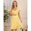 Coolmee Women Summer Midi Dress Maternity Floral Boho Wrap Short Sleeve V Neck Ruffle A-Line Flowy Sundress - 3 of 4