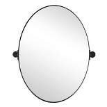 Moon Mirror P01-S10-O2230B 22 x 30 Inch Modern Oval Wall Mounted Hanging Bathroom Vanity Mirror with Stainless Steel Metal Frame, Matte Black