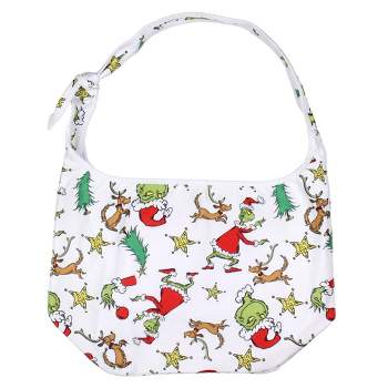 Dr. Seuss The Grinch Allover Festive Max And Grinch Shoulder Crossbody Hobo Bag White