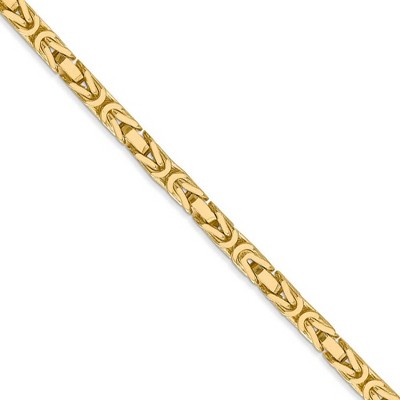 Black Bow Jewelry 3.25mm, 14k Yellow Gold, Solid Byzantine Chain Necklace
