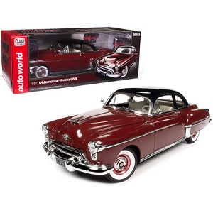 1950 Oldsmobile Rocket 88 Chariot Red w/Black Top & Red & White Interior "American Muscle" 1/18 Diecast Model Car by Auto World - 1 of 4