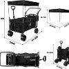 Naysaye Planters Folding Wagon Cart Telescopic Handle Foot Brakes Adjustable for Outdoor Garden Beach, Black, 44.9"*20"*46.8" - 3 of 4