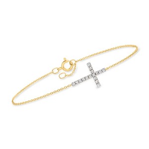 Ross-Simons 0.15 ct. t.w. Diamond Cross Bracelet in 10kt Yellow Gold - 1 of 3