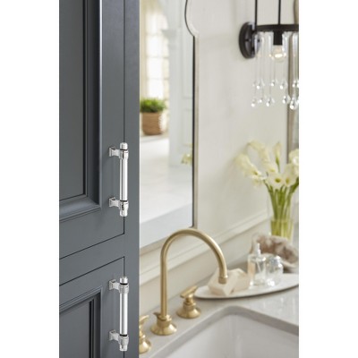 Glacio Clear and Polished Chrome 3-3/4 inch Cabinet Pull