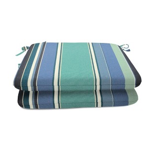 Casual Cushion Stripe Sunbrella Fabric 2-Piece Indoor/Outdoor Seat Pad Cushion - 1 of 4