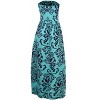 Women Ruched Strapless Maxi Vintage Floral Print Long Dress - 2 of 4