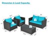 Tangkula 4PCS Rattan Patio Conversation Set Outdoor Furniture Set w/ Navy & Turquoise Cushions - 2 of 4
