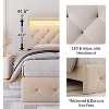 Platform Bed Frame, Modern Upholstered Bed Frame with Adjustable Headboard, Built-In Charging Station, Diamond Stitched Button Tufted - 4 of 4
