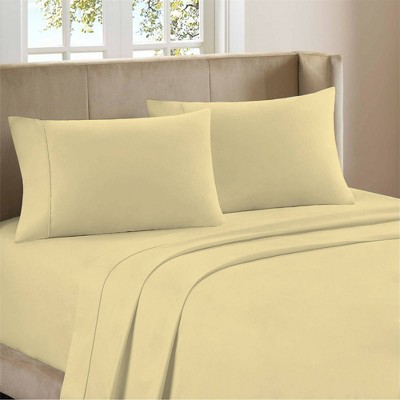 Queen 400 Thread Count Ultimate Percale Cotton Solid Sheet Set Yellow