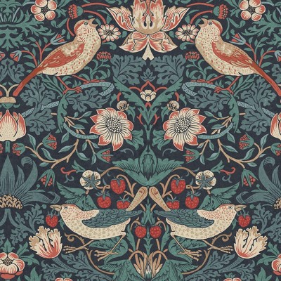 William Morris at Home Strawberry Thief Deep Blue Wallpaper