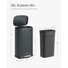 SONGMICS Trash Can with Lid, 8 Gallon Garbage Can, Stainless Steel Small Waste Bin with Step Pedal and Inner Bucket, Soft Close, Kitchen - 2 of 4