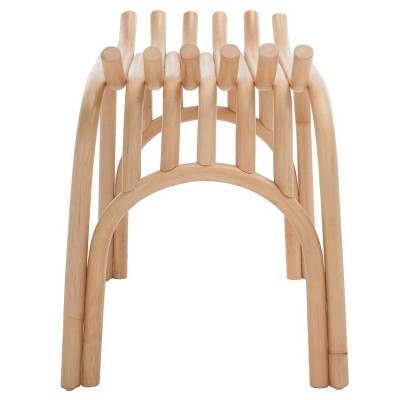 Natural Curved Rattan Stool with Organic Minimalist Design