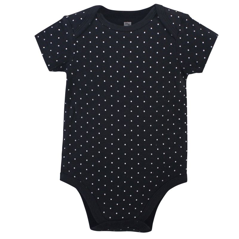 Hudson Baby Infant Girl Cotton Bodysuits 3pk, Black Bonjour, 4 of 6