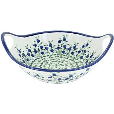 Blue Rose Polish Pottery 1813 Zaklady Small bowl with Handles