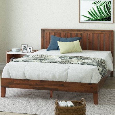 Full Vivek Deluxe Wood Platform Bed With Headboard Brown - Zinus : Target