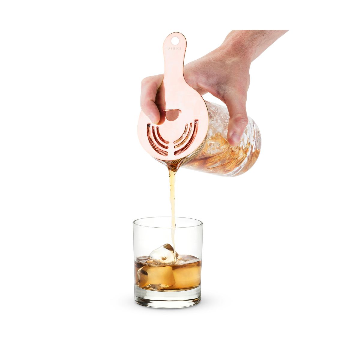 Viski 4-Piece Bartender Kit for Craft Cocktails, Coffee & Dessert Cocktails, Bar Essentials, Mixing Glass, Strainer, Double Jigger & Barspoon, Copper - thumbnail 10