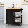 GDFStudio Lanier Contemporary Wood Kitchen Cart with Wheels, Black/Natural - 2 of 4