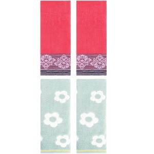 REGALWOVEN 4 Pcs Cute Floral Pattern Soft Absorbent Hand Towel for Bathroom - 1 of 4