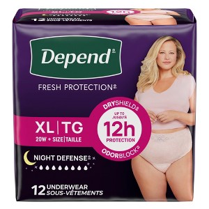 Depend Night Defense Adult Incontinence Underwear for Women - Overnight Absorbency - Blush - 1 of 4