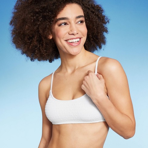 Women's Smocked Bralette Bikini Top - Wild Fable™ White M : Target